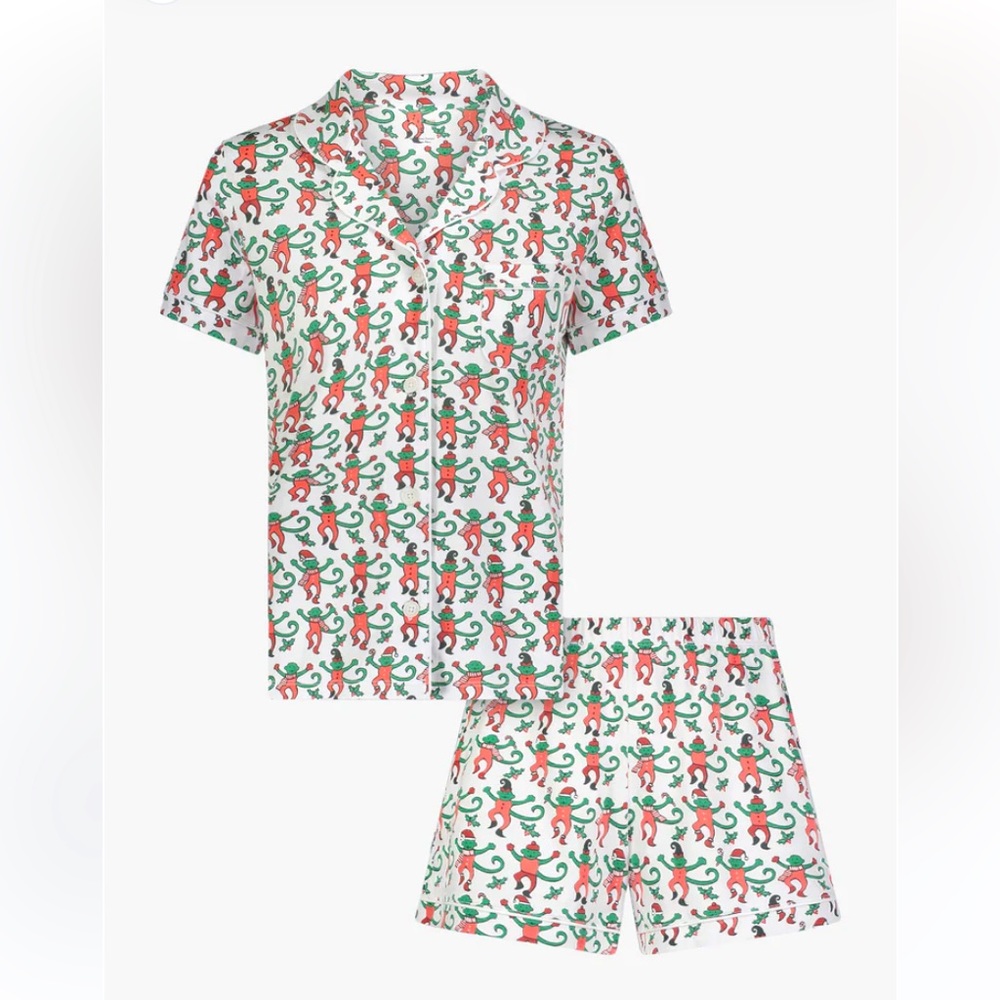NWT Roller Rabbit Christmas Monkey Mas polo pajamas size XXS